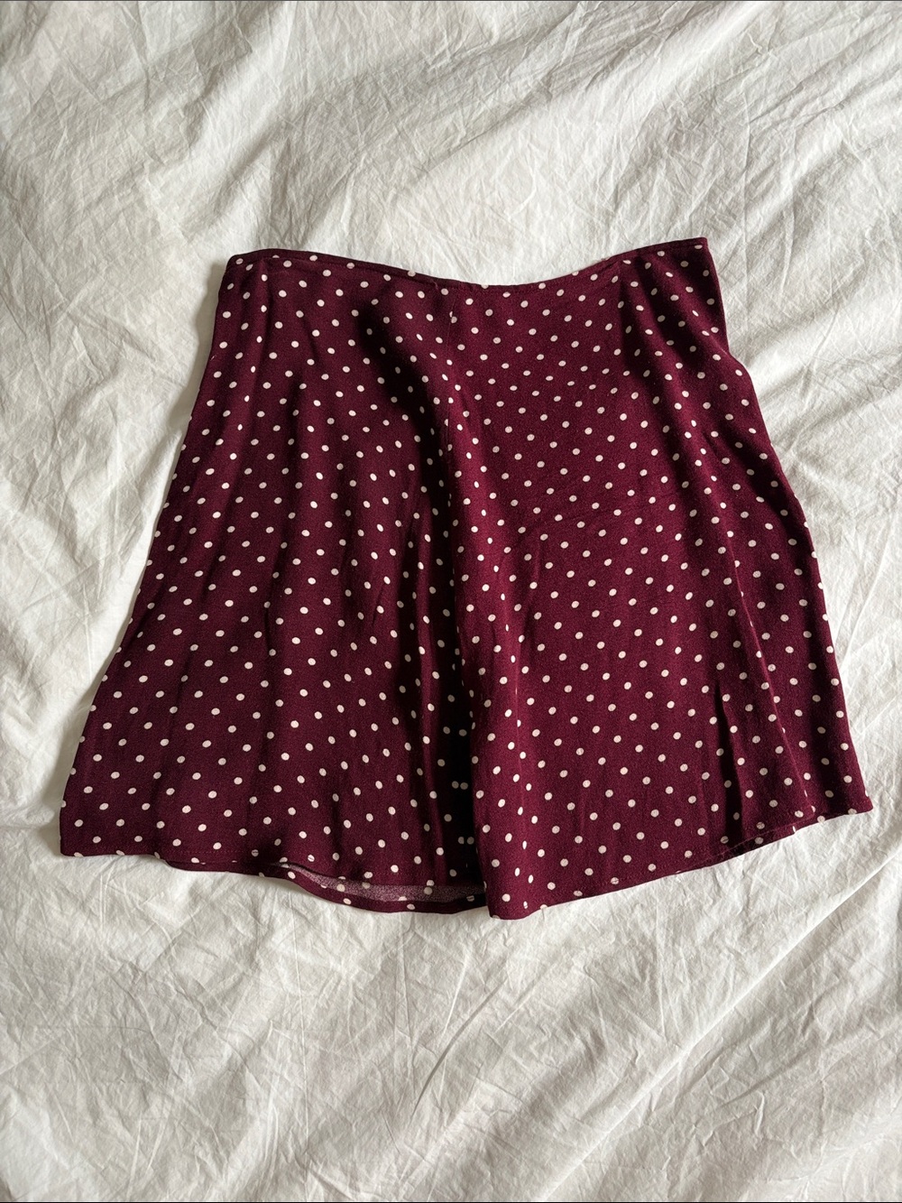 Reformation Maroon Polka Dot Mini Skirt